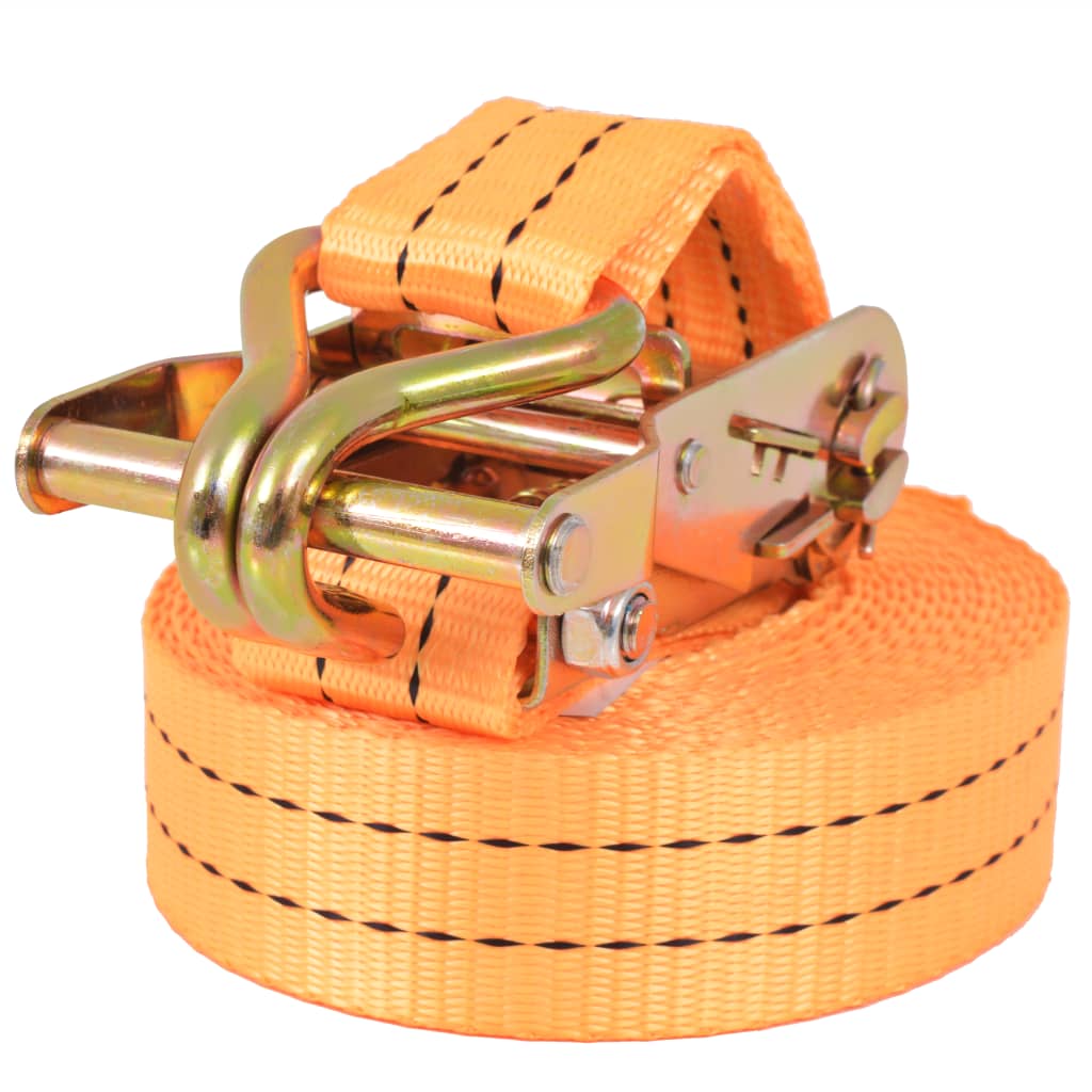 foto del prodotto confezione da 4 cinghie di ancoraggio a cricchetto 1 tonnellata 6 m x 38 mm arancione 02 0003542