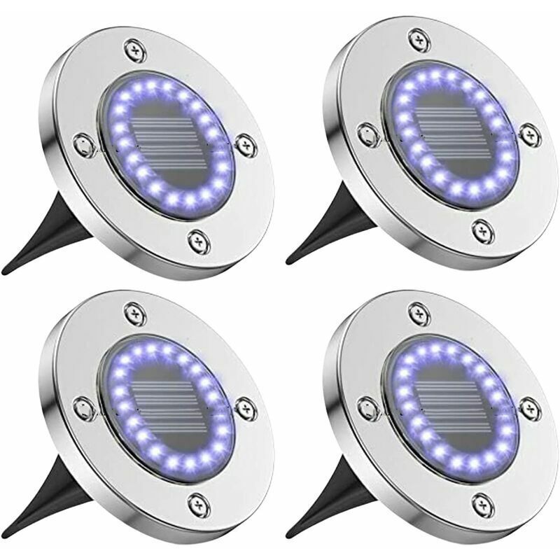 foto del prodotto confezione da 4 con 16 led lampada solare faretto solare da esterno luce solare da esterno giardino da esterno terrazza prato illuminazione da terra