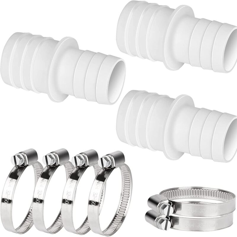 foto del prodotto confezione da 4 connettori per tubi flessibili per piscina, connettore per tubi flessibili con morsetti, diametro da 32 mm a 38 mm con 8 morsetti,