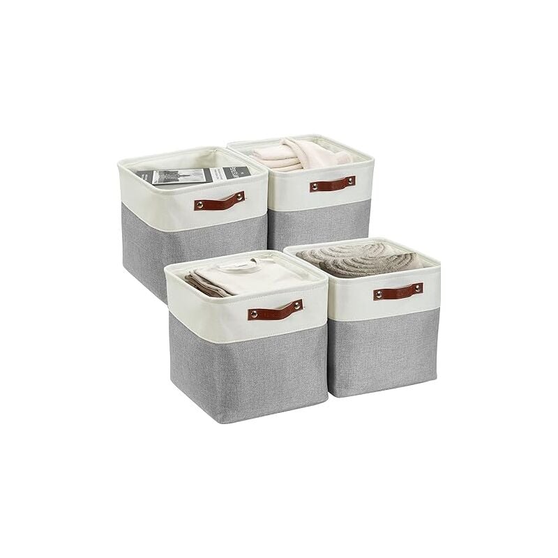 foto del prodotto confezione da 4 contenitori portaoggetti a cubo da 11 , contenitori organizer a cubo, cestini portaoggetti per organizzare scaffali, armadi,