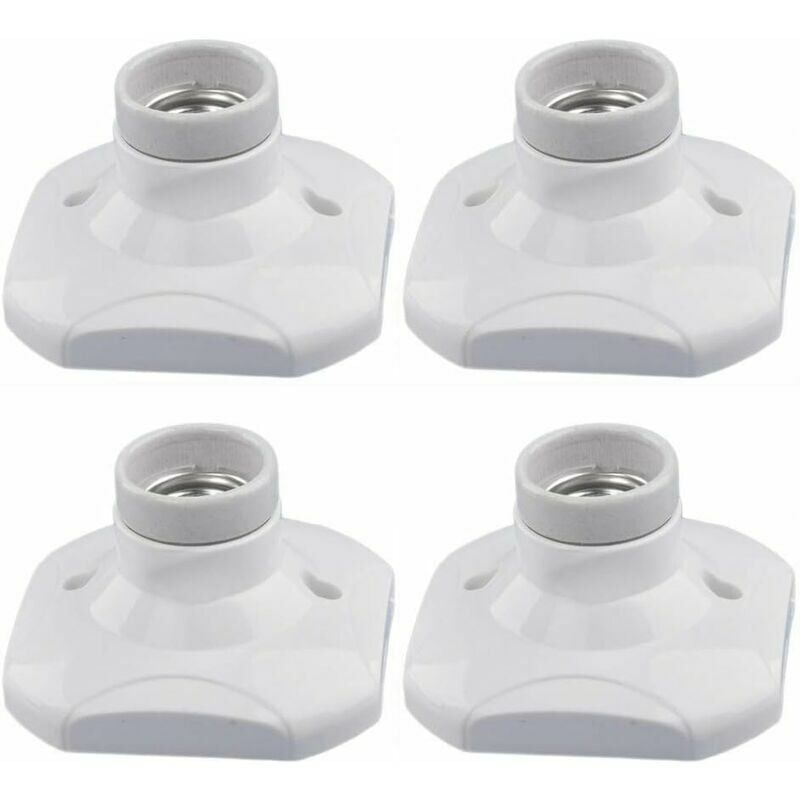 foto del prodotto confezione da 4 e27 base a vite quadrata, attacco per lampadina led e27 a montaggio superficiale, attacco in ceramica e27 e base in plastica per