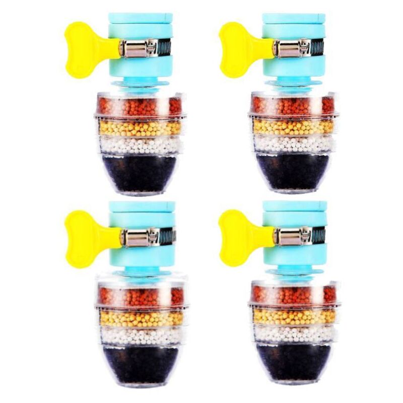 foto del prodotto confezione da 4 filtri per rubinetto a carbone attivo, purificatore di pulizia, filtro per rubinetto con interfaccia universale migliorata