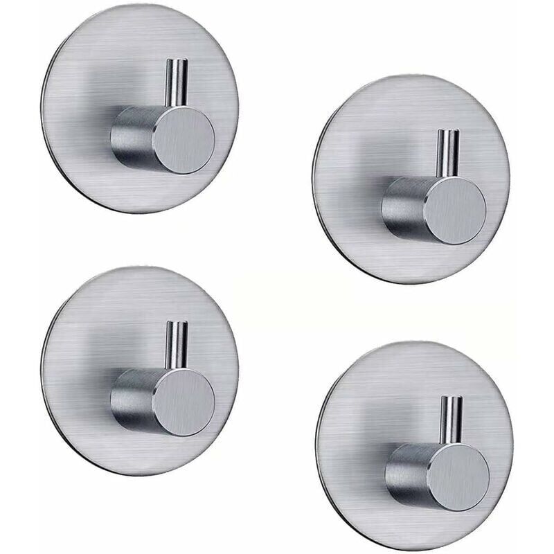 foto del prodotto confezione da 4 ganci autoadesivi in acciaio inox 3m adesivi impermeabili resistenti per appendiabiti da parete per cucina, bagno, ufficio, armadio,