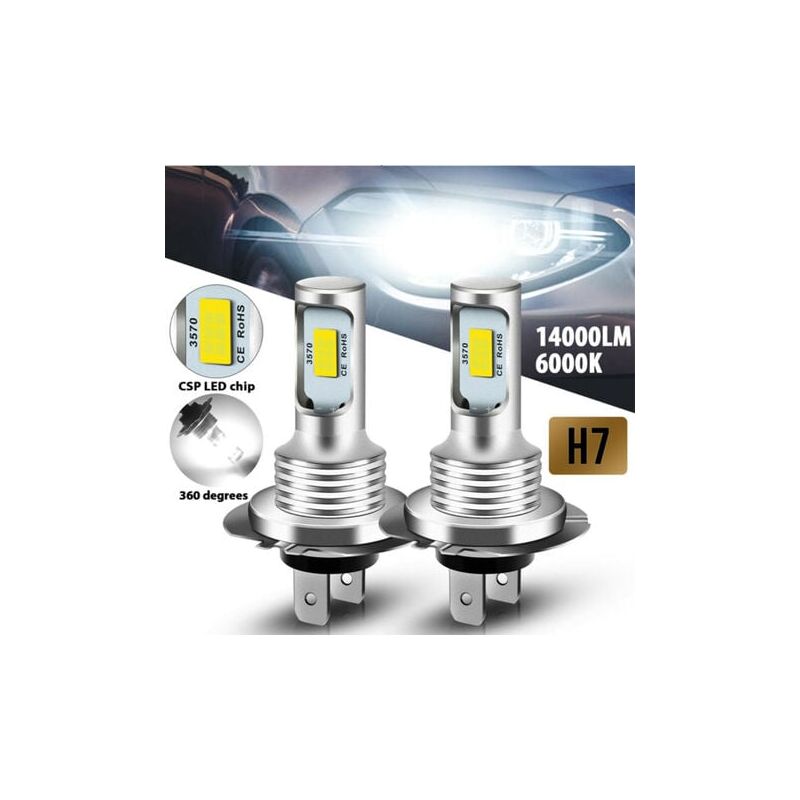 foto del prodotto confezione da 4, lampadina led h7, 14000 lm 6000k faro led bianco estremamente luminoso, kit di conversione plug and play tutto in uno impermeabile