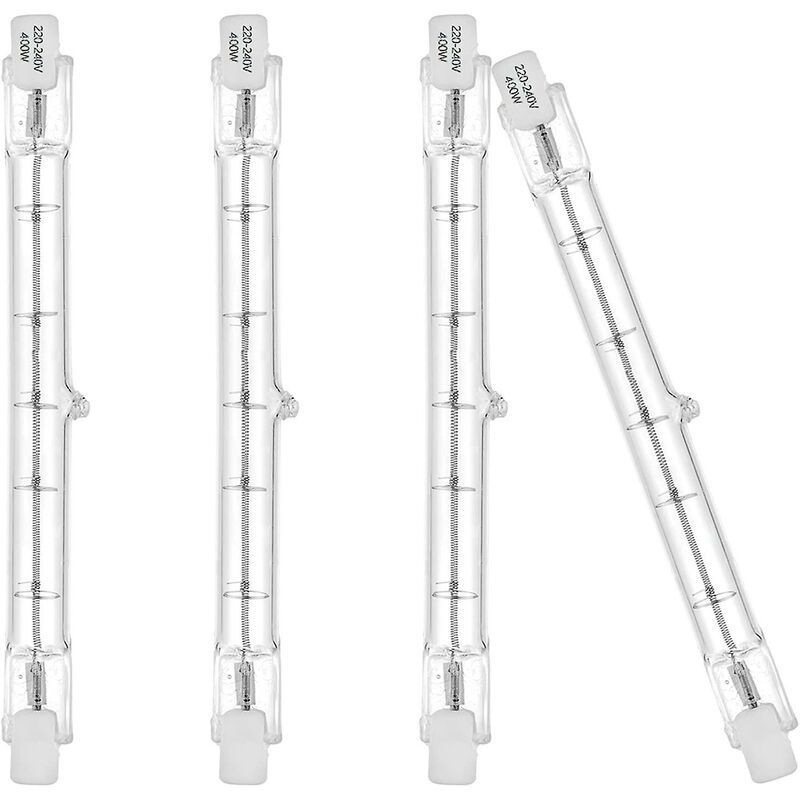 foto del prodotto confezione da 4 lampadine alogene r7s eco 118 mm 400 w 230 v 3100 lm bianco caldo 2700 kj lablanc