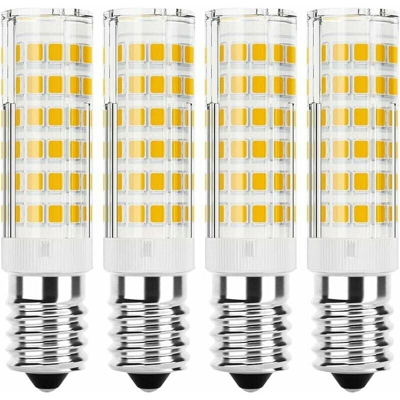 foto del prodotto confezione da 4 lampadine led e14 7 w 6000 k bianco freddo equivalenti alle lampadine alogene, non dimmerabili, senza sfarfallio, luce a 360 