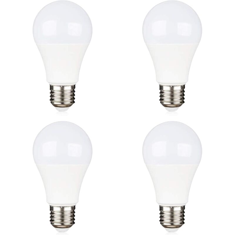 foto del prodotto confezione da 4 lampadine led e27 9w, bianco freddo 6000k equivalenti a 75w alogene , ac dc 12v 24v
