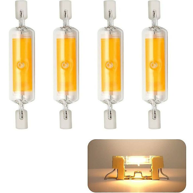 foto del prodotto confezione da 4 lampadine led r7s 78mm dimmerabile 10w 230v bianco caldo 3000k lampadina led cob lampadine led 800lm angolo del fascio di 360 