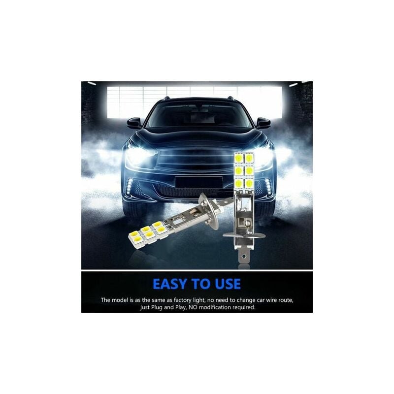 foto del prodotto confezione da 4 led h1 led 12v 6000k bianco 55w led fendinebbia per auto luci di guida lampadina per fari a led