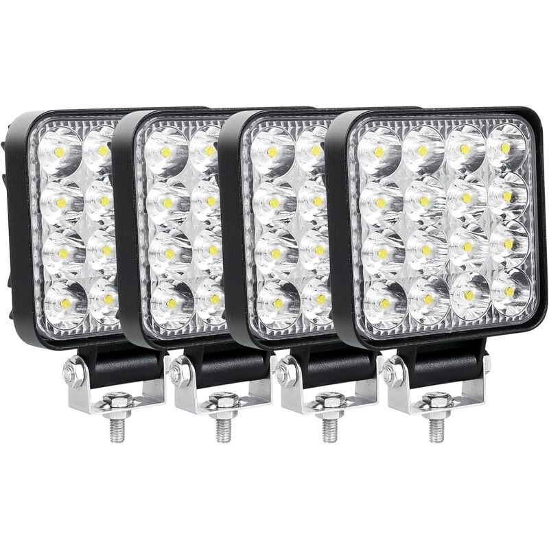 foto del prodotto confezione da 4 luci da lavoro a led da 8,5 cm, 3,4 , 48 w, faretti a led, 12 v, 24 v, impermeabili, ip67, fendinebbia, led per auto, camion,