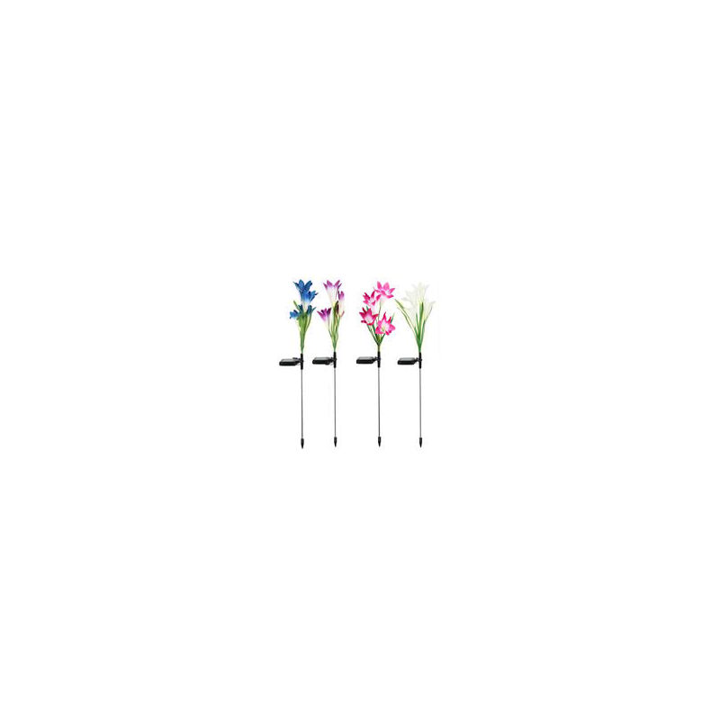 foto del prodotto confezione da 4 luci decorative solari a forma di fiore per giardino 16 gigli impermeabili decorazione per cortile, prato, patio