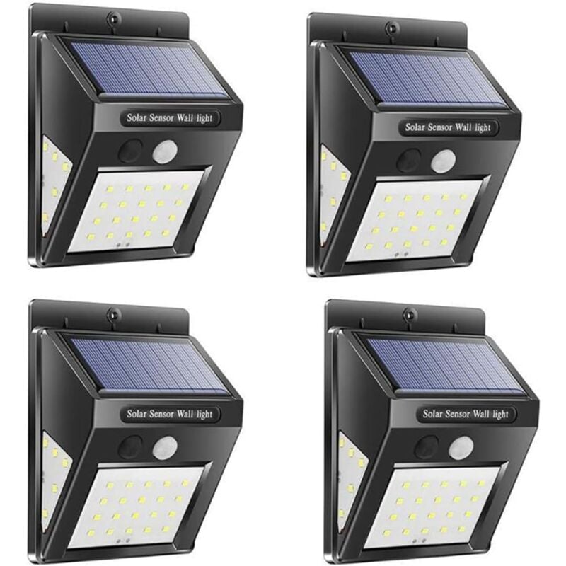 foto del prodotto confezione da 4 luci solari a led da esterno impermeabili con sensore di movimento pir a 3 modalit , alimentate a energia solare, per giardino