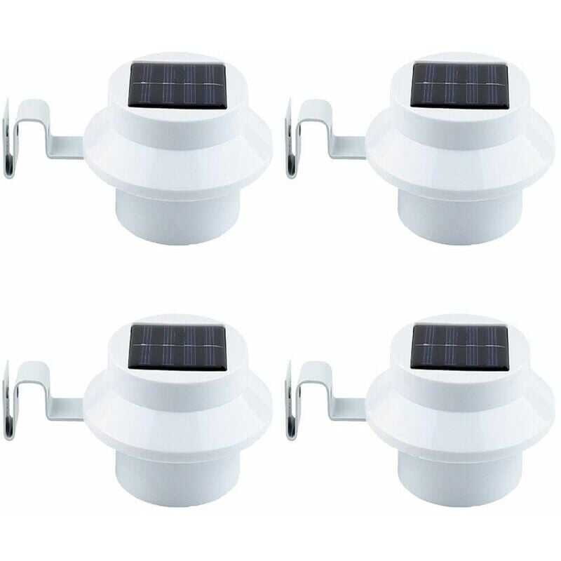foto del prodotto confezione da 4 luci solari a led per grondaie bianco nero luci solari da parete notturne luci per recinzioni luci per grondaie