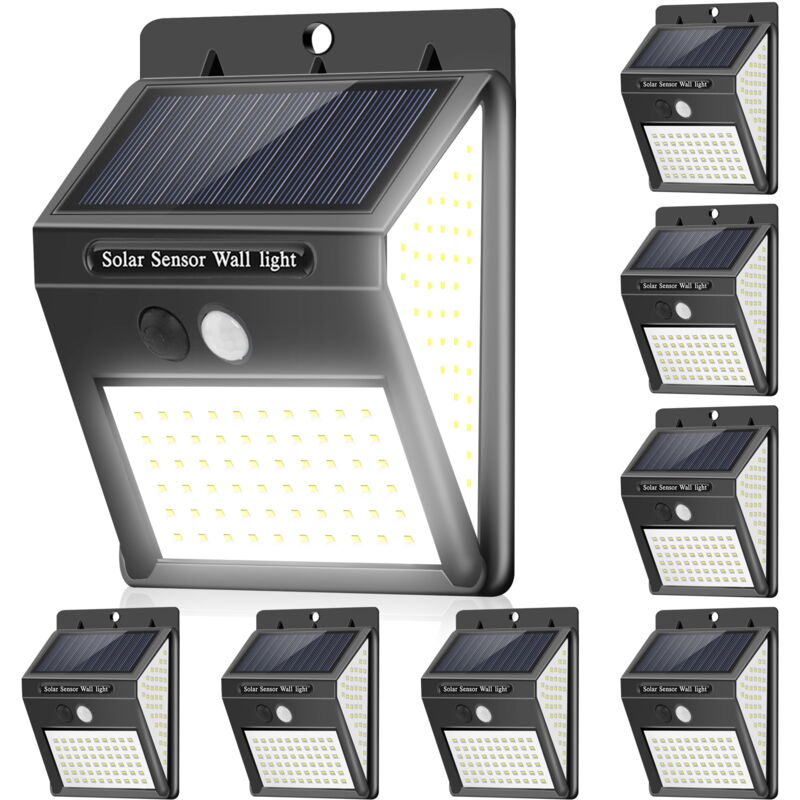 foto del prodotto confezione da 4 luci solari da 144 led con sensore di movimento per esterni e luci da giardino