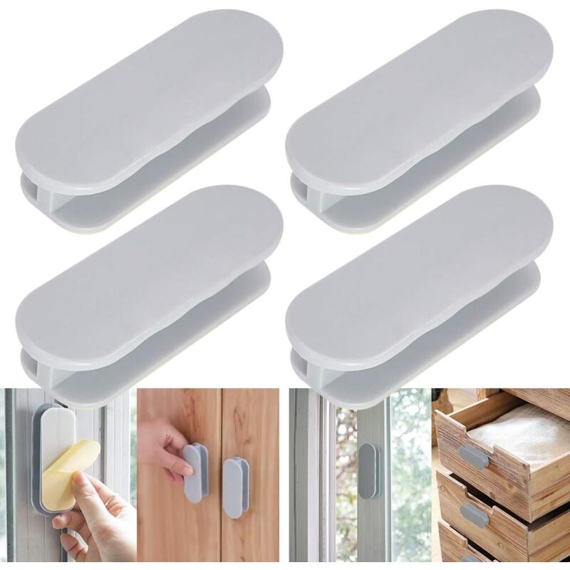 foto del prodotto confezione da 4 maniglie autoadesive per mobili e cassetti, aiuto immediato per pomelli di mobili da cucina, finestre di cassetti, porte scorrevoli,