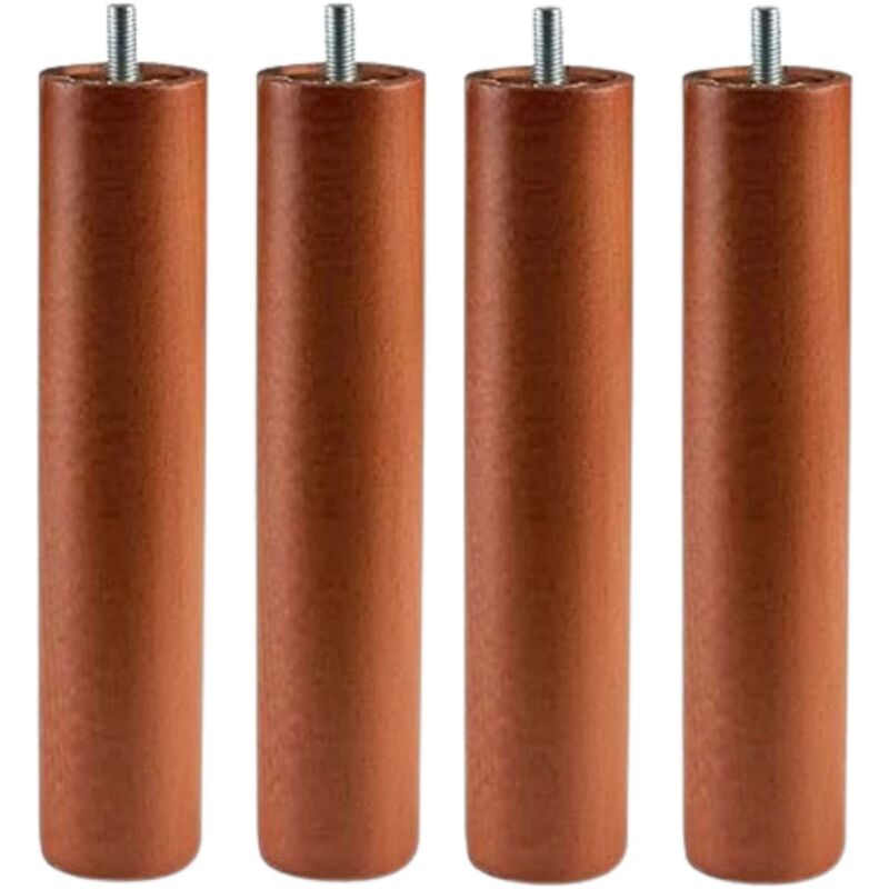 foto del prodotto confezione da 4 o 6 gambe per rete o rete imbottita con filetto e sistema antirumore in legno di faggio, ciliegio o weng da 25 cm
