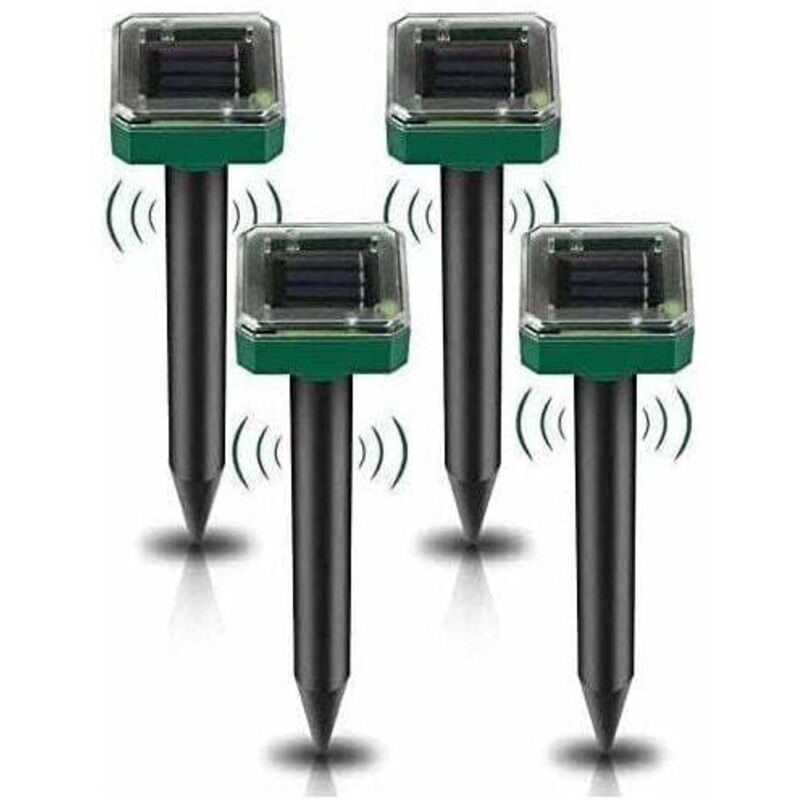 foto del prodotto confezione da 4 paletti repellenti per talpe solari - repellente per talpe ad ultrasuoni - killer per talpe ad energia solare per talpe, serpenti,