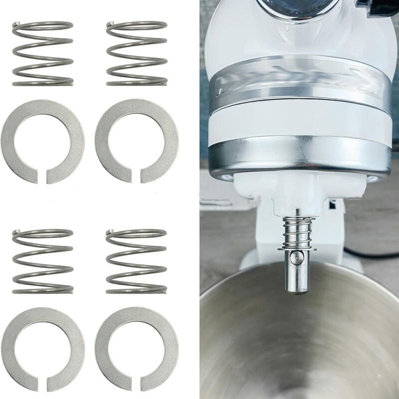 foto del prodotto confezione da 4 pezzi di ricambio in acciaio inossidabile per frullatore kitchenaid, molla e rondella elastica per frullatore kitchenaid silver