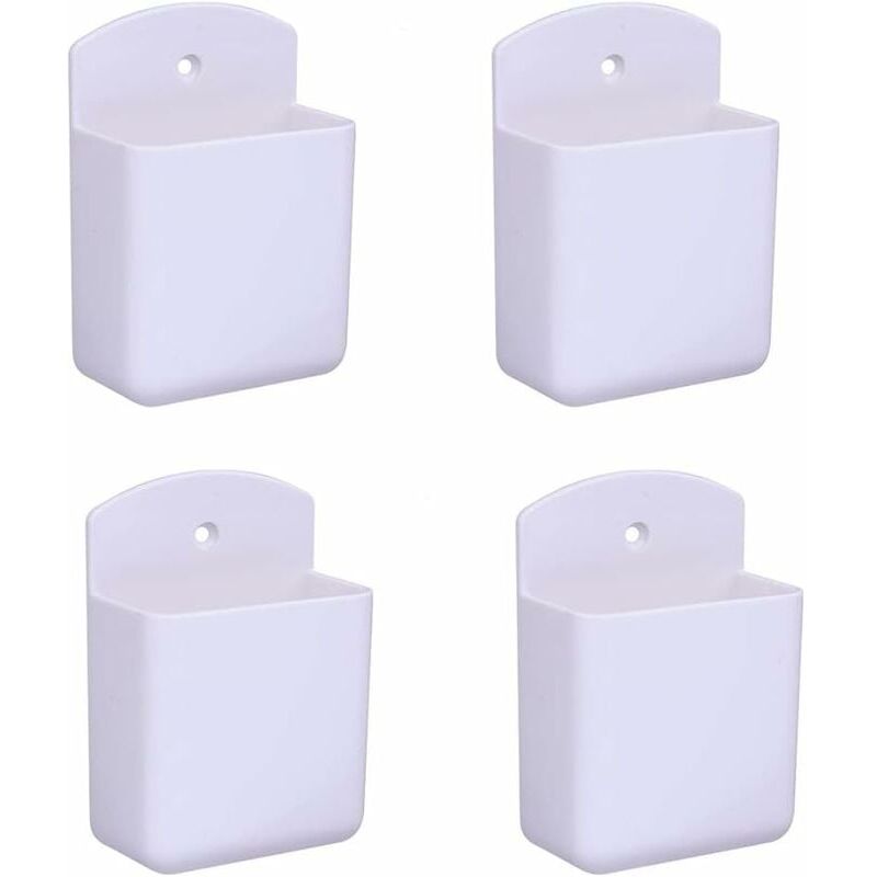 foto del prodotto confezione da 4 pezzi porta telecomando bianco porta telecomando supporto da parete scatola portaoggetti multimediale per camera da letto di casa e