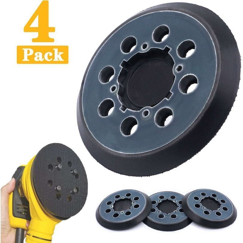 foto del prodotto confezione da 4 platorelli a 8 fori per levigatrice orbitale dwe6423 da 125 mm, blu