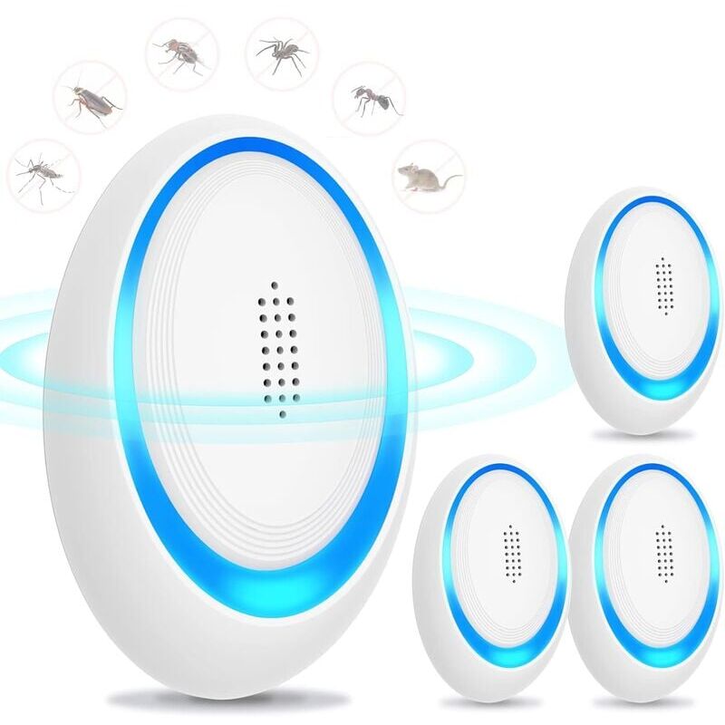 foto del prodotto confezione da 4 repellenti per topi ad ultrasuoni per respingere ratti, ragni, zanzare, topi e scarafaggi