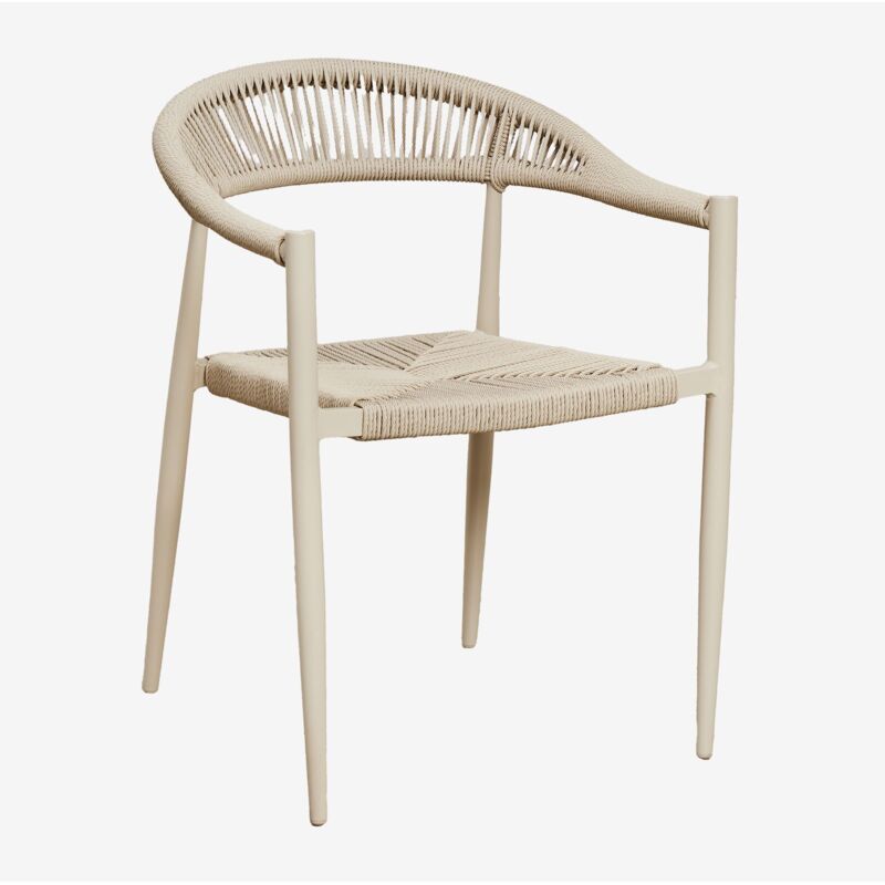 foto del prodotto confezione da 4 sedie da giardino impilabili con braccioli in alluminio e rattan sintetico amatria sklum