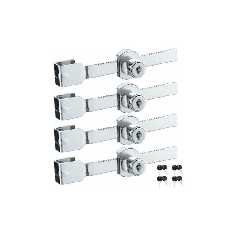foto del prodotto confezione da 4 serrature per porte scorrevoli in vetro con finitura cromata, con chiave uguale, piccole, gu.b bon thsinde--