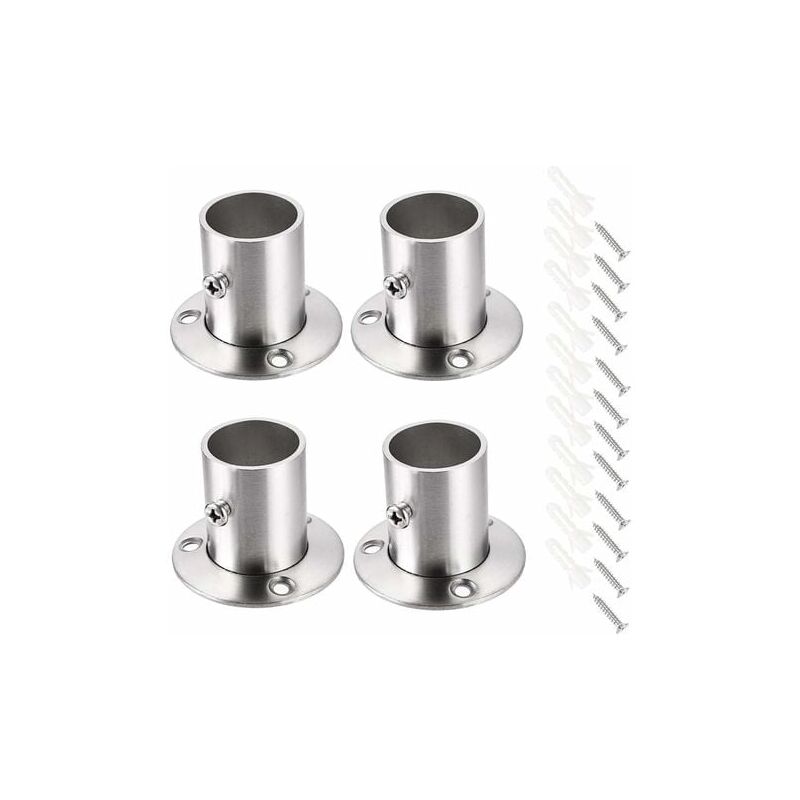 foto del prodotto confezione da 4 staffe per aste per tende, supporto per binario, supporto per asta in acciaio inossidabile, set di flange per aste per armadio,