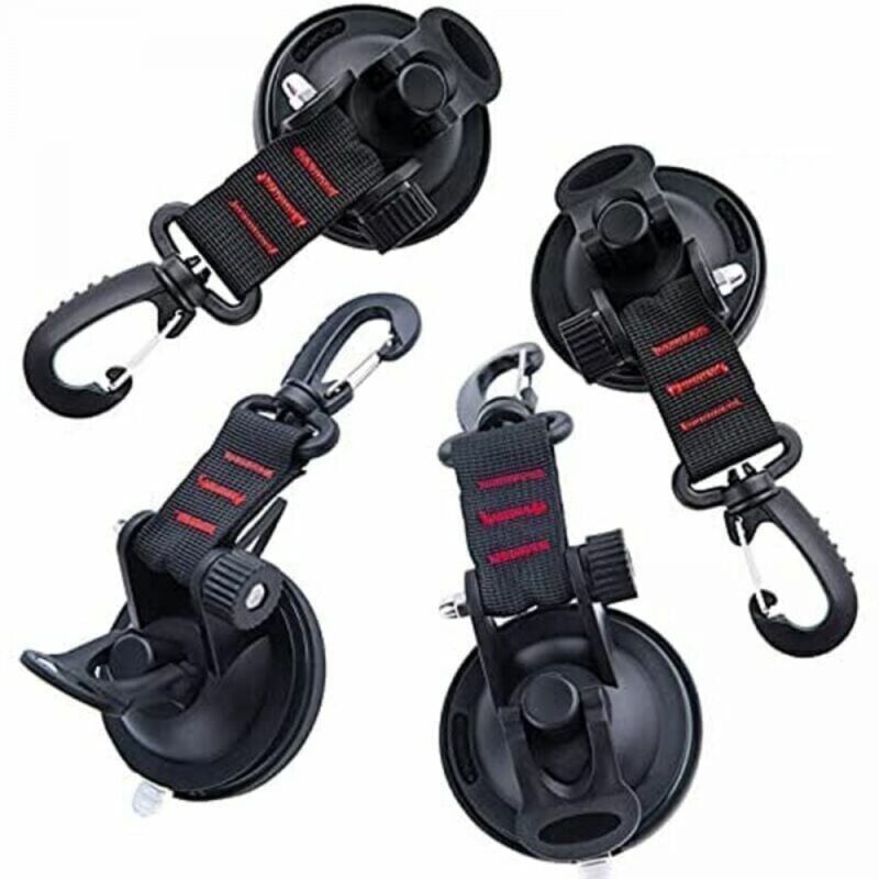 foto del prodotto confezione da 4 ventose di ancoraggio con supporto a ventosa per teloni da campeggio per auto, accessorio multifunzionale con ventosa per tende come