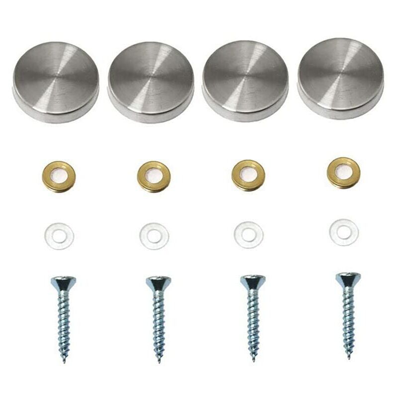 foto del prodotto confezione da 4 viti decorative per specchi, tappi per chiodi decorativi, viti decorative in acciaio inossidabile lucidato per specchi, armadi o