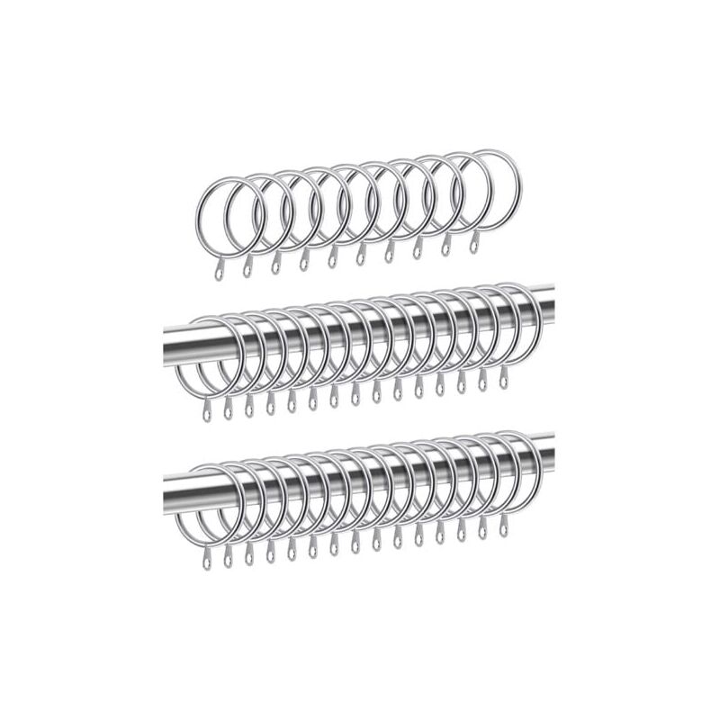 foto del prodotto confezione da 40 anelli per tende in metallo per tende e aste, diametro interno 30 mm, anelli in metallo argentato, per aste per tende accessori per