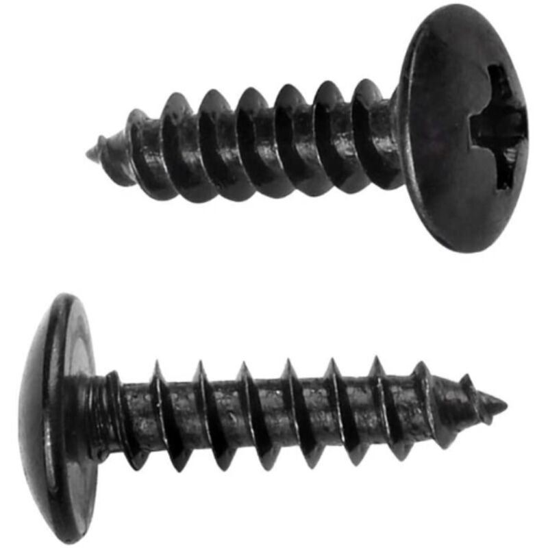 foto del prodotto confezione da 40 pezzi viti per lamiera 4,2x13mm testa bombata e impronta a croce zincate e verniciate nere