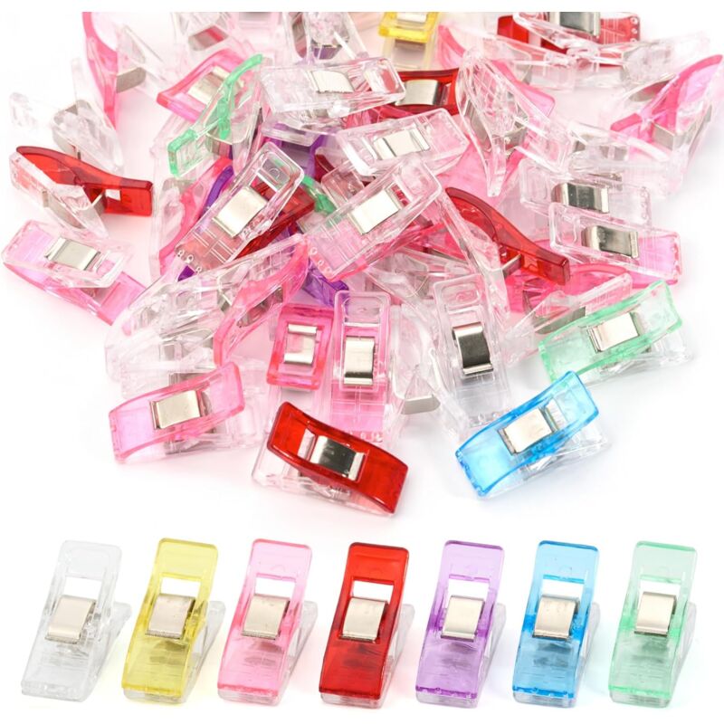foto del prodotto confezione da 49 fermagli per tessuto per cucire, fermagli per tessuto, fermagli per cucito multifunzione in plastica, per cucito, quilting,
