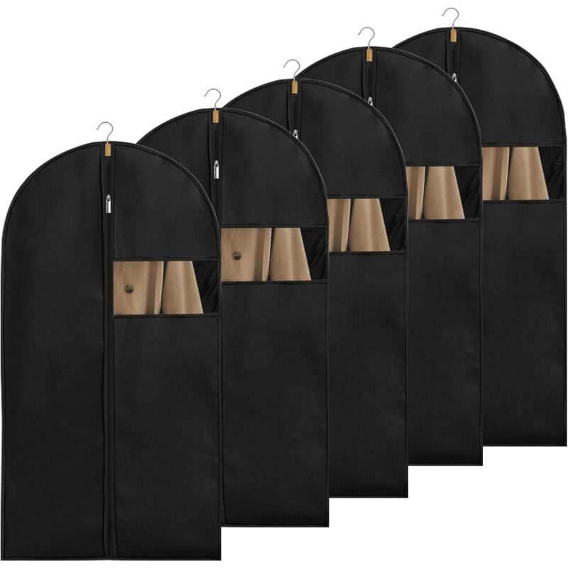 foto del prodotto confezione da 5 100 x 60 cm borse porta abiti antipolvere impermeabili anti umidit pieghevoli con finestra trasparente copri cappotto appeso con