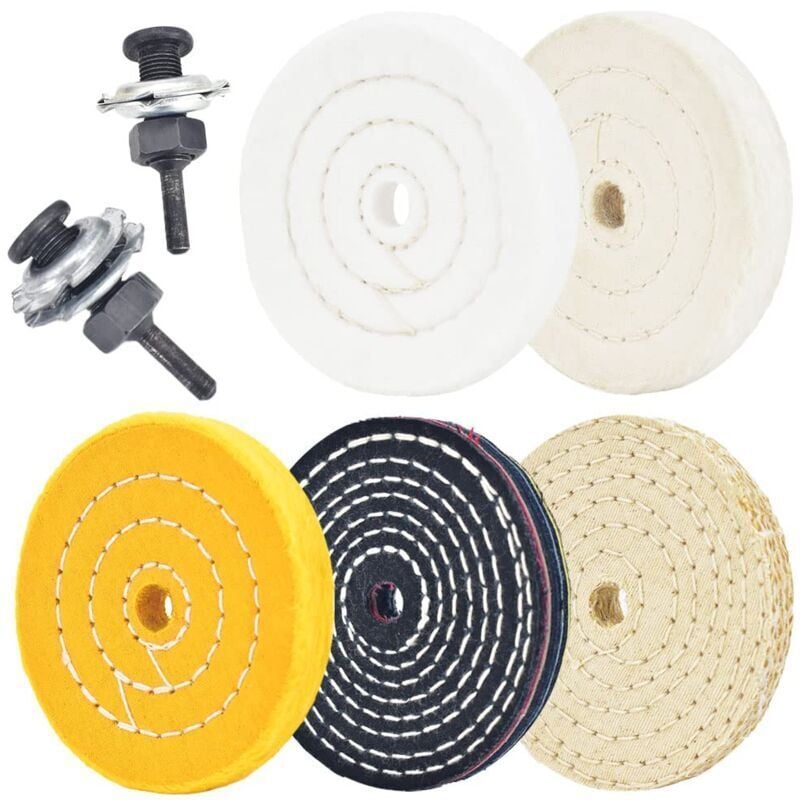 foto del prodotto confezione da 5 dischi per lucidatura da 4' con foro per albero da 1 2', 2 set di gambo da 1 4' per foratura