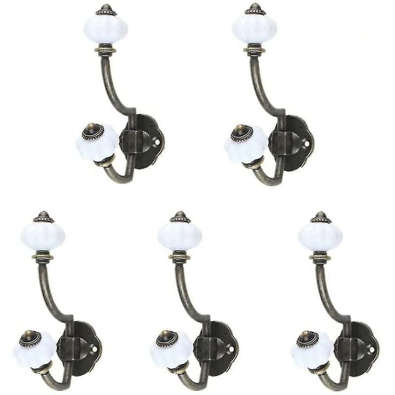 foto del prodotto confezione da 5 ganci appendiabiti in ceramica retr in bronzo, ganci da parete in stile pastorale