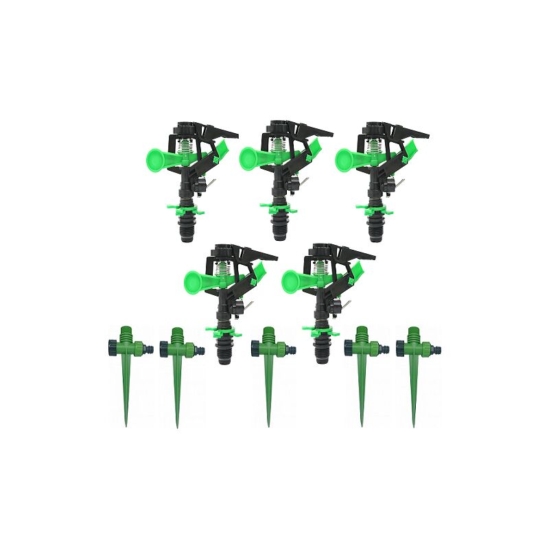 foto del prodotto confezione da 5 irrigatori agricoli settoriali 1 2 a cerchio parziale regolabile pi 5 punte porta irrigatore. offerta esclusiva