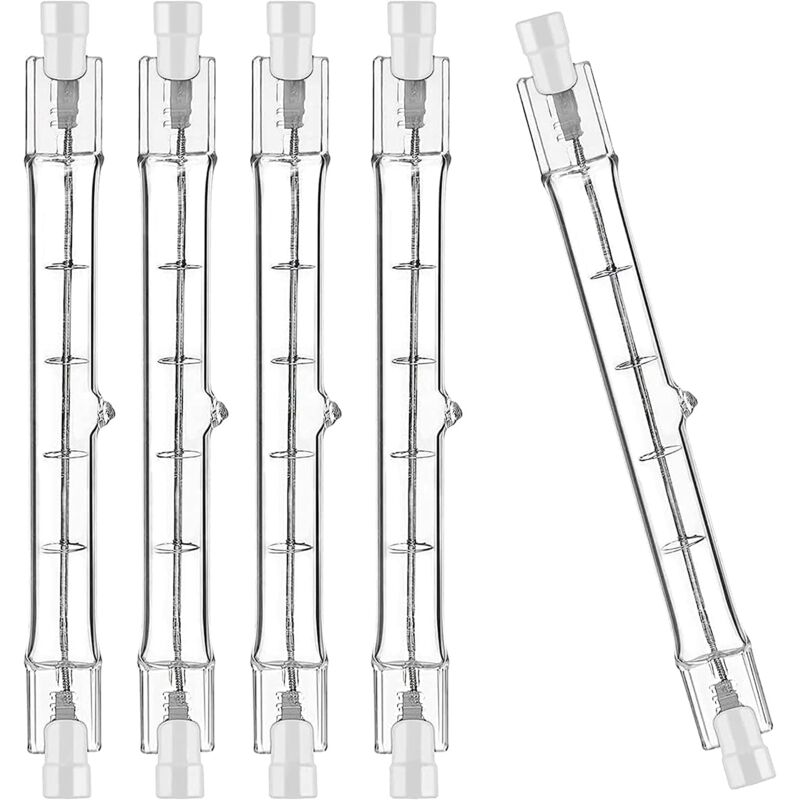 foto del prodotto confezione da 5 lampade alogene 150 w 230 v r7s lunghezza 118 mm, 2300 lumen, 2950 kelvin, bianco caldo lablanc