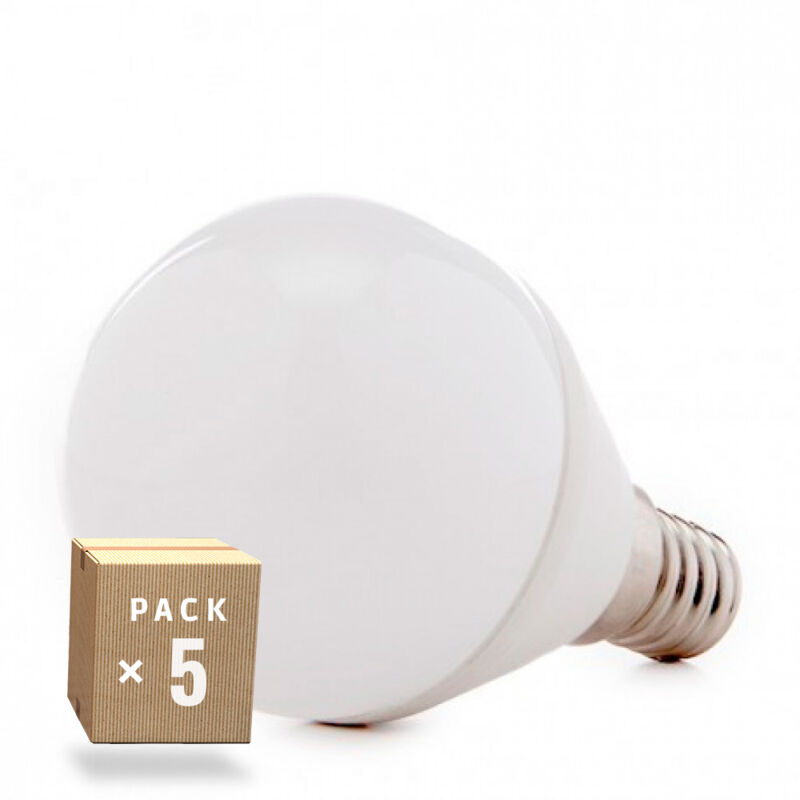 foto del prodotto confezione da 5 lampadine led e14 5w 384lm 2700 k 40.000h ho p45 e14 5w rc ww pk5 ap 