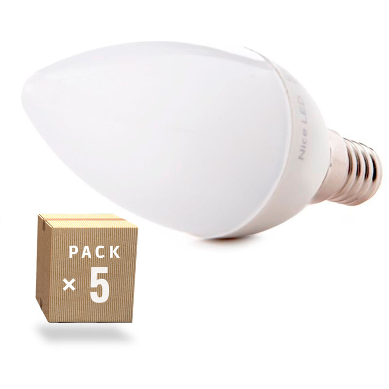 immagine 0 del prodotto confezione da 5 lampadine led e14 5w 410lm 6000 k 40.000h ho c37 e14 5w rc cw pk5 ap 