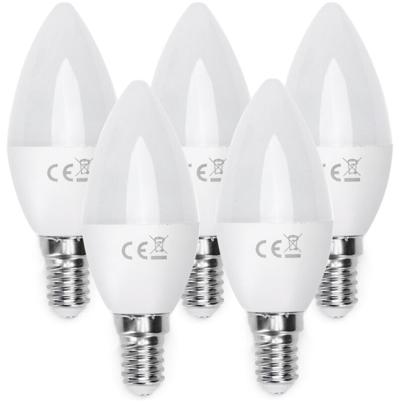 foto del prodotto confezione da 5 lampadine led e14 c37 6w bianco caldo 3000k aigostar
