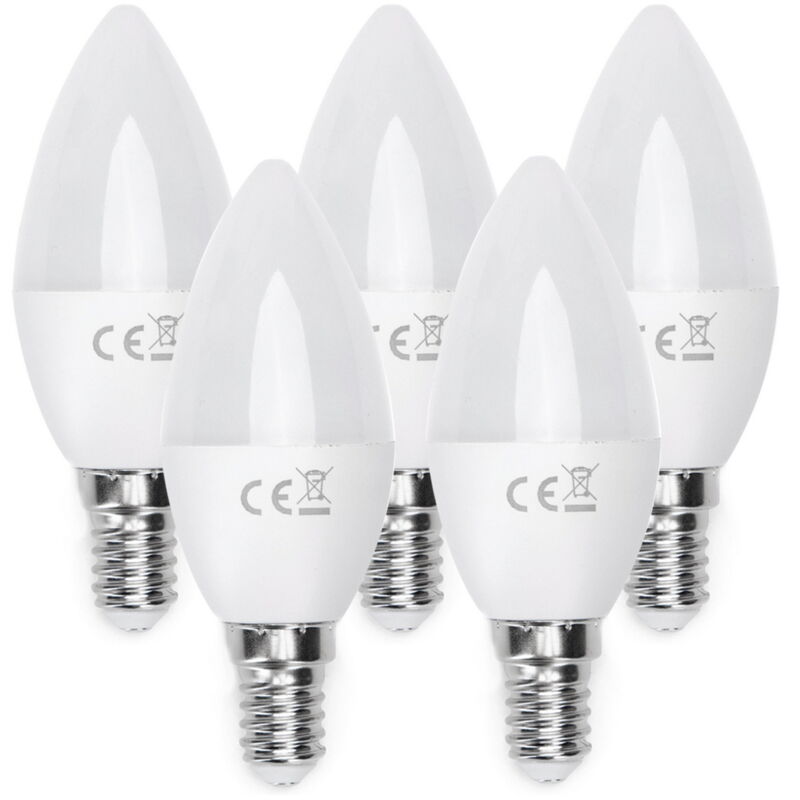 foto del prodotto confezione da 5 lampadine led e14 c37 6w bianco neutro 4000k aigostar