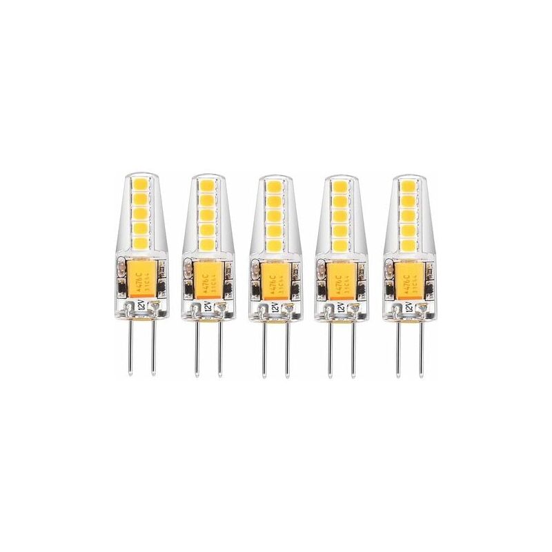 foto del prodotto confezione da 5 lampadine led g4 bianco naturale 4000k ac dc 12v 3w 200lm sostituzione lampadina alogena g4 20w senza dimmer e senza sfarfallio con