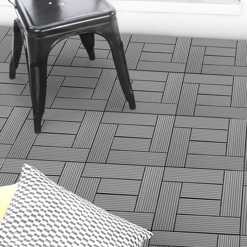 foto del prodotto confezione da 5 piastrelle da terrazza a mosaico in legno composito wodhy, grigio