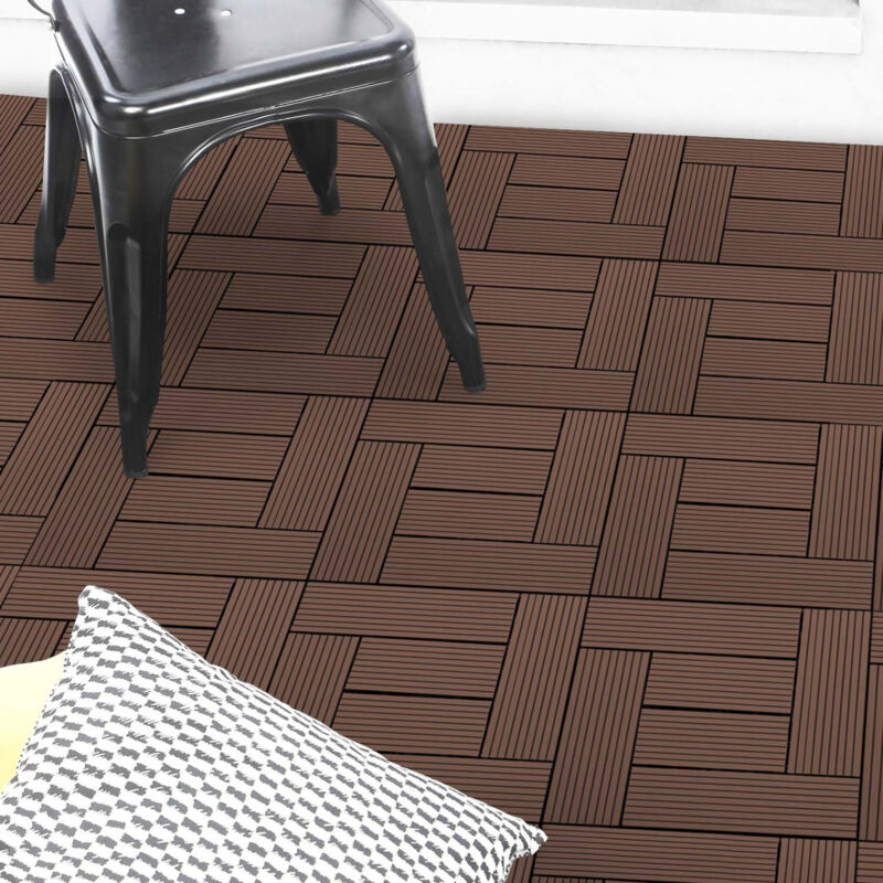 foto del prodotto confezione da 5 piastrelle da terrazzo a mosaico in legno composito wodhy, color tortora