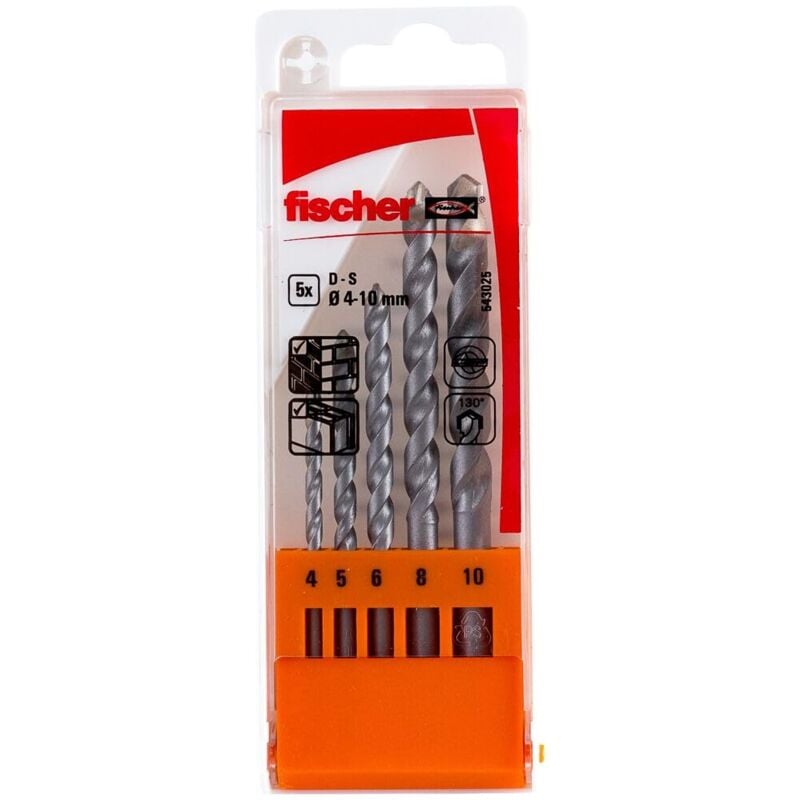 foto del prodotto confezione da 5 punte a percussione s 4 5 6 8 10 543025 fischer