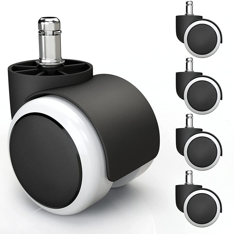 foto del prodotto confezione da 5 rotelle girevoli di ricambio per sedia da ufficio 11x22mm bianco