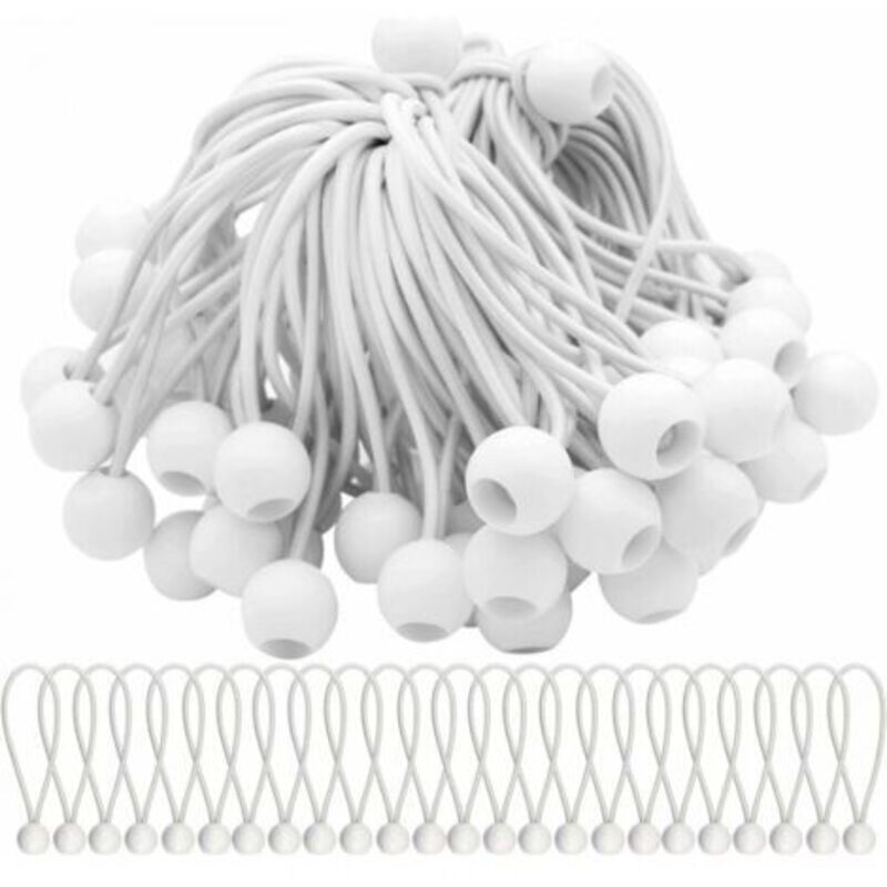 foto del prodotto confezione da 50 corde elastiche con palline corde elastiche palline elastiche per tendoni, tende, striscioni e teloni, 15 cm