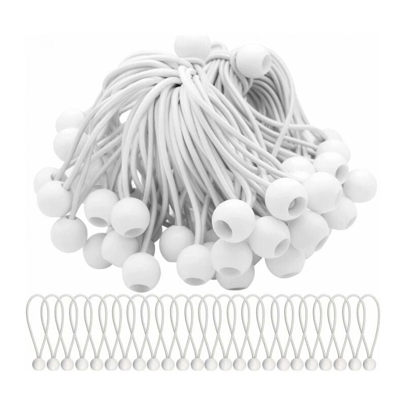 foto del prodotto confezione da 50 corde elastiche con palline corde elastiche palline elastiche per tendoni, tende, striscioni e teloni, 20 cm