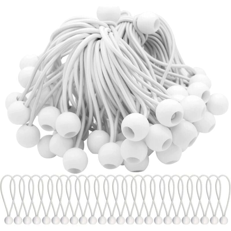 foto del prodotto confezione da 50 corde elastiche con palline corde elastiche palline elastiche per tendoni, tende, striscioni e teloni,